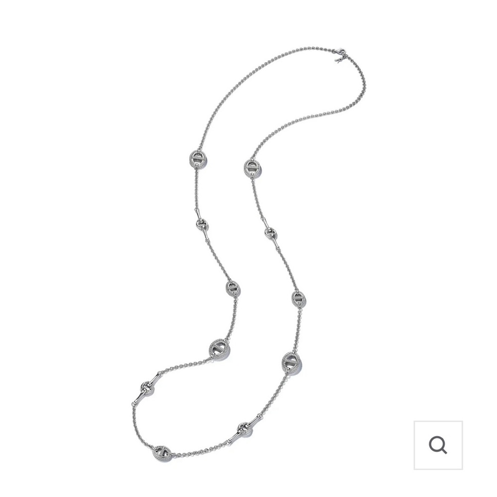 Judith Ripka 925 sliver Vienna long multi link station necklace